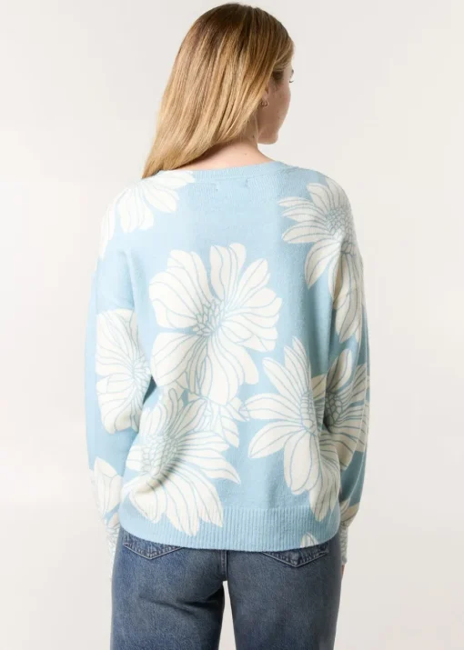 Blue Vanilla Blue Large Flower Embellished Jumper