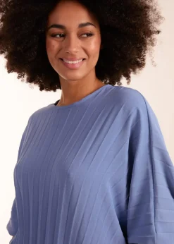 Blue Vanilla Blue Pleated Batwing Top