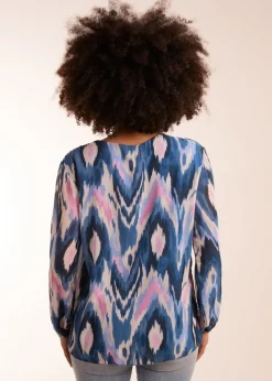 Blue Vanilla Blue Pleated Print Top