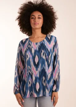 Blue Vanilla Blue Pleated Print Top