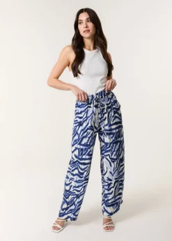 Blue Vanilla Blue Printed Elastic Trousers