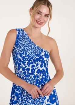 Blue Vanilla Blue Shirred Waist One Shoulder Maxi Dress