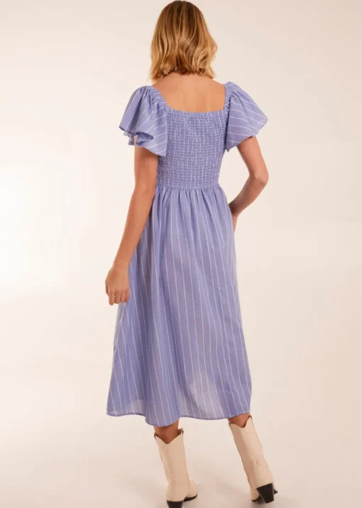 Blue Vanilla Blue Shirred Bust Stripe Midi Dress