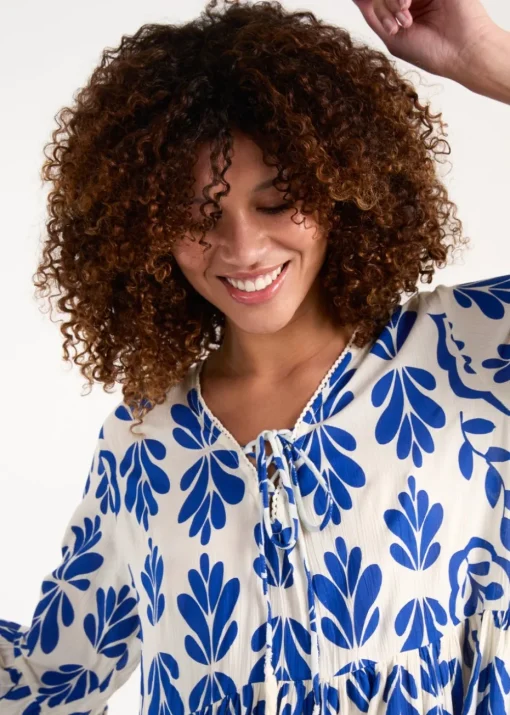 Blue Vanilla Blue Tie Front Smock Dress