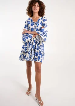 Blue Vanilla Blue Tie Front Smock Dress