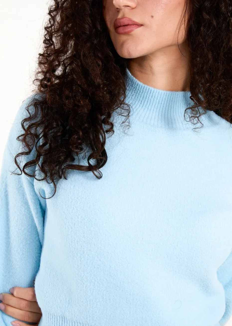 Blue Vanilla Blue Turtle Neck Cropped Jumper