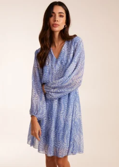 Blue Vanilla Blue V Neck Chiffon Mini Dress
