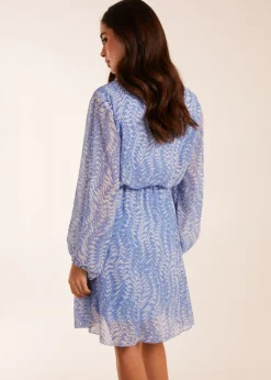Blue Vanilla Blue V Neck Chiffon Mini Dress