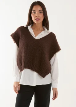 Blue Vanilla Brown 2 in 1 Knitted Vest Shirt