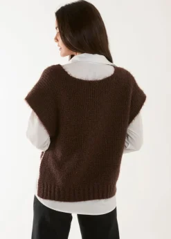 Blue Vanilla Brown 2 in 1 Knitted Vest Shirt