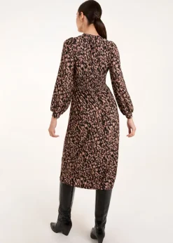 Blue Vanilla Brown Button Front Midi Dress