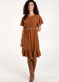 Blue Vanilla Brown Chain Belt Dress