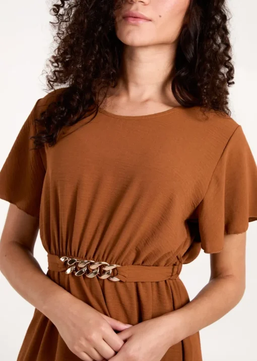 Blue Vanilla Brown Chain Belt Dress