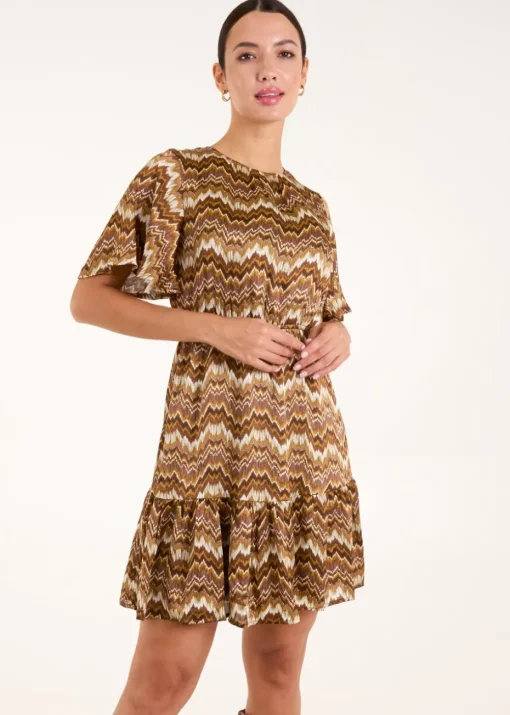 Blue Vanilla Brown Crew Neck Mini Dress