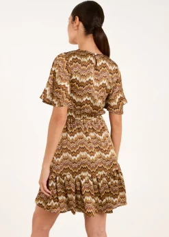 Blue Vanilla Brown Crew Neck Mini Dress