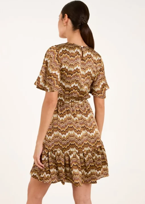 Blue Vanilla Brown Crew Neck Mini Dress