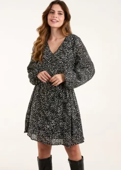 Blue Vanilla Brown Pleated Mini Dress With Belt