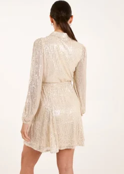 Blue Vanilla Champagne Sequin Shirt Dress