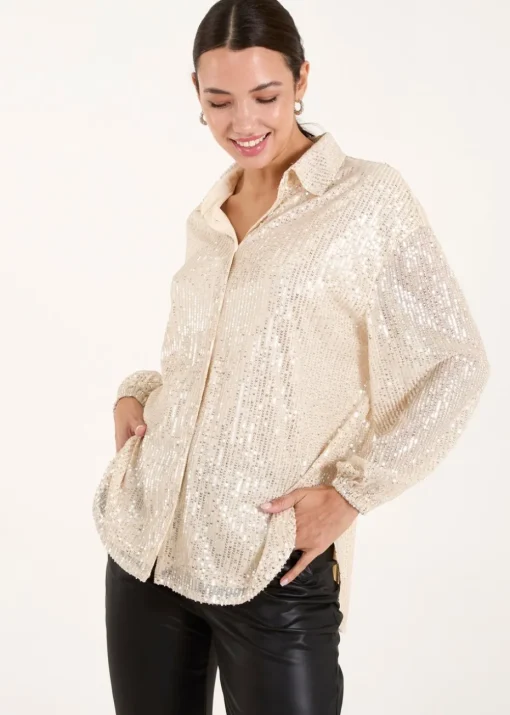 Blue Vanilla Champagne Sequin Shirt