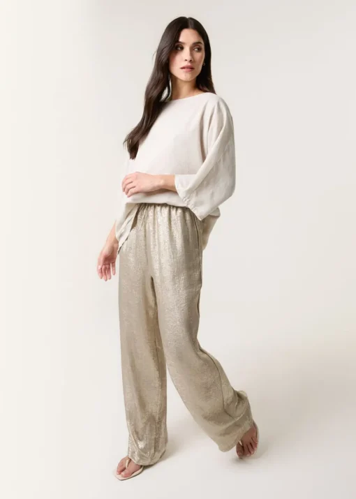 Blue Vanilla Champagne Shimmer Wide Leg Trouser