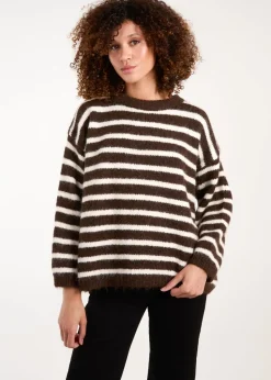 Blue Vanilla Chocolate Soft Knit Round Neck Stripe Jumper