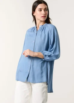 Blue Vanilla Denim Button Front Denim Blouse