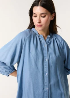 Blue Vanilla Denim Button Front Denim Blouse
