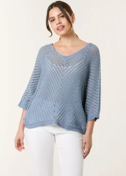 Blue Vanilla Denim Crochet V Neck Jumper