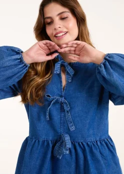 Blue Vanilla Denim Tie Front Chambray Blouse