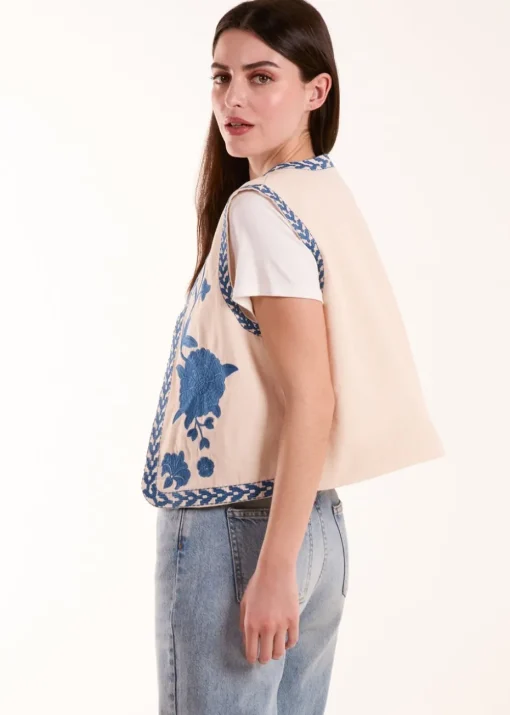 Blue Vanilla Embroidered Detailed Waistcoat