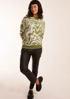 Blue Vanilla Geometric Swirl Batwing Jumper