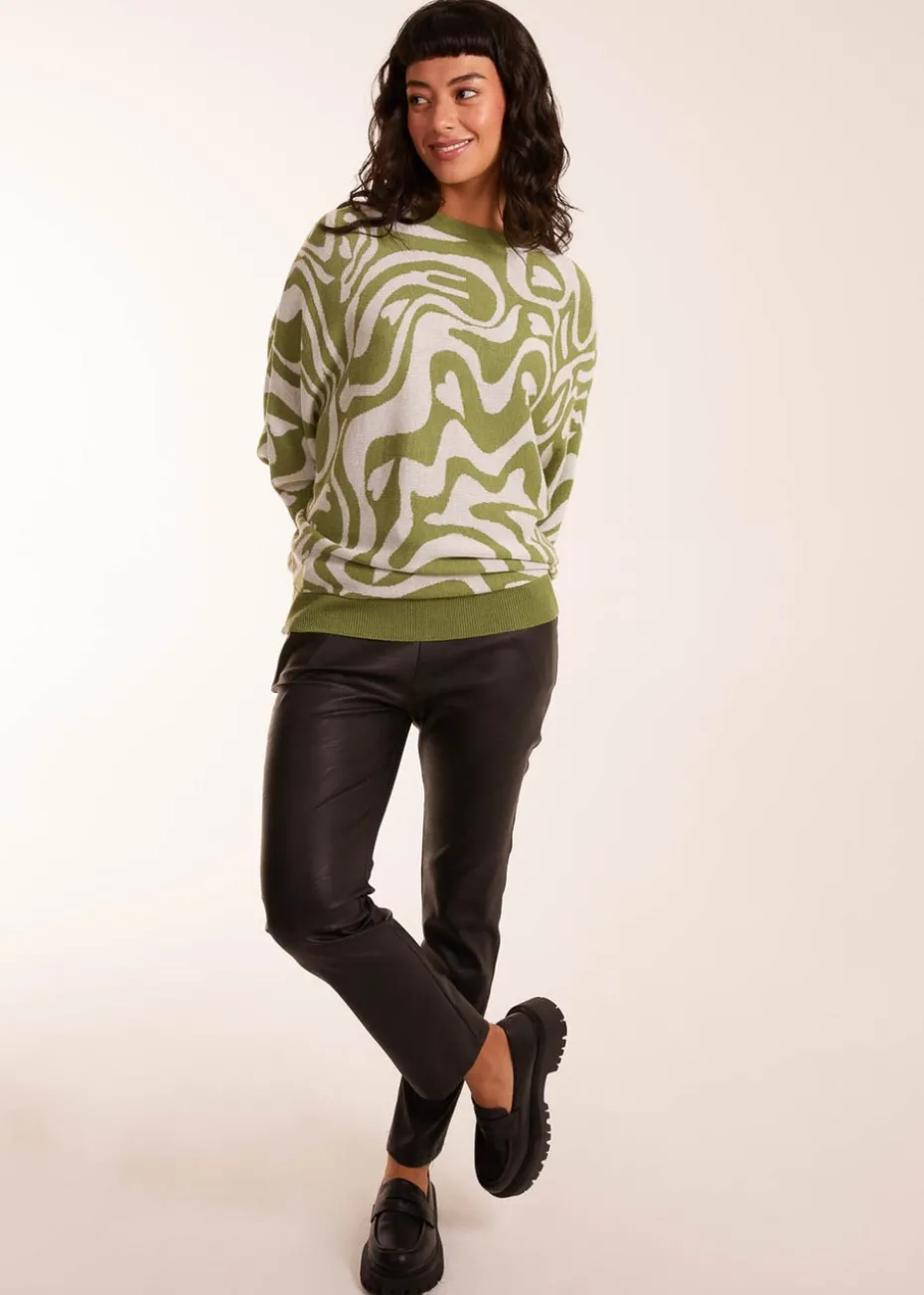 Blue Vanilla Geometric Swirl Batwing Jumper