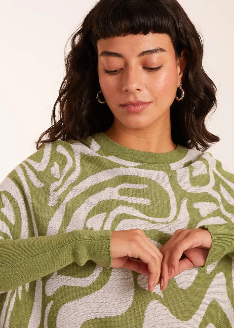 Blue Vanilla Geometric Swirl Batwing Jumper