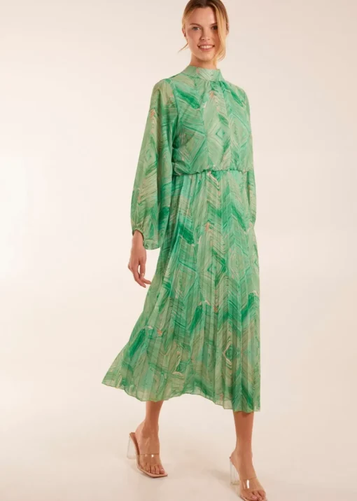 Blue Vanilla Green Diamond Aztec High Neck Dress