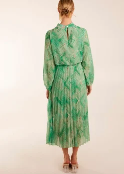 Blue Vanilla Green Diamond Aztec High Neck Dress