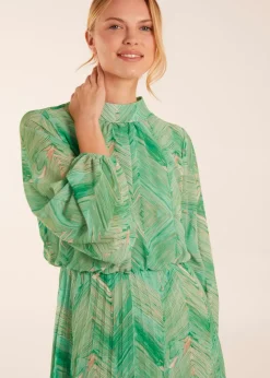 Blue Vanilla Green Diamond Aztec High Neck Dress