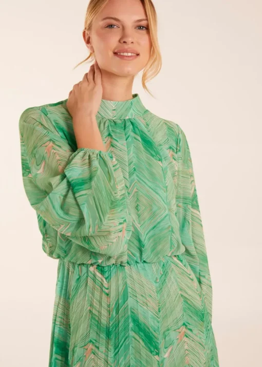 Blue Vanilla Green Diamond Aztec High Neck Dress