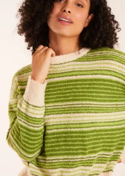Blue Vanilla Green Gradient Stripe Velour Knit Jumper