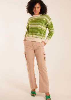 Blue Vanilla Green Gradient Stripe Velour Knit Jumper