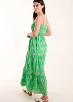 Blue Vanilla Green Shirred Bust Midi Dress With Straps