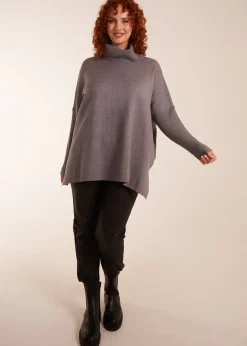Blue Vanilla Grey Curve High Neck Boxy Jumper