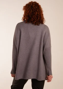 Blue Vanilla Grey Curve High Neck Boxy Jumper