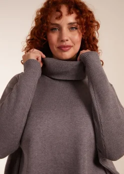 Blue Vanilla Grey Curve High Neck Boxy Jumper