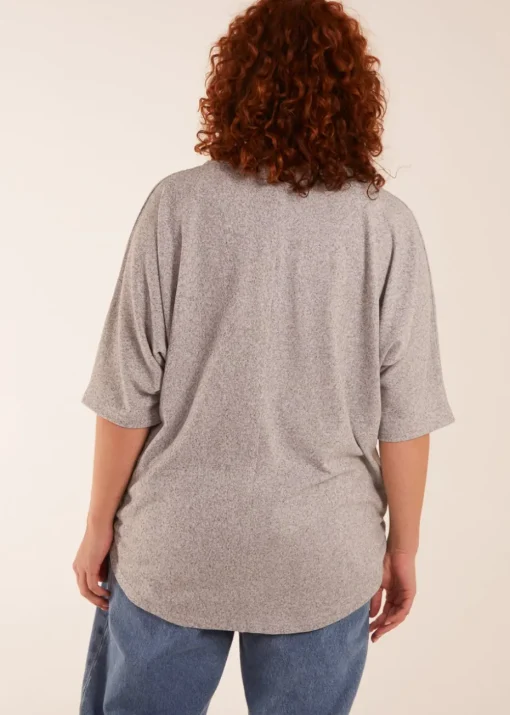 Blue Vanilla Grey Curve Zip Front Top