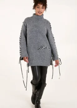 Blue Vanilla Grey Embroidered Stitch Jumper