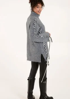Blue Vanilla Grey Embroidered Stitch Jumper