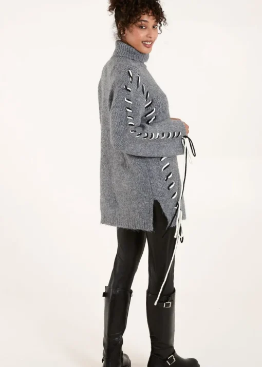 Blue Vanilla Grey Embroidered Stitch Jumper