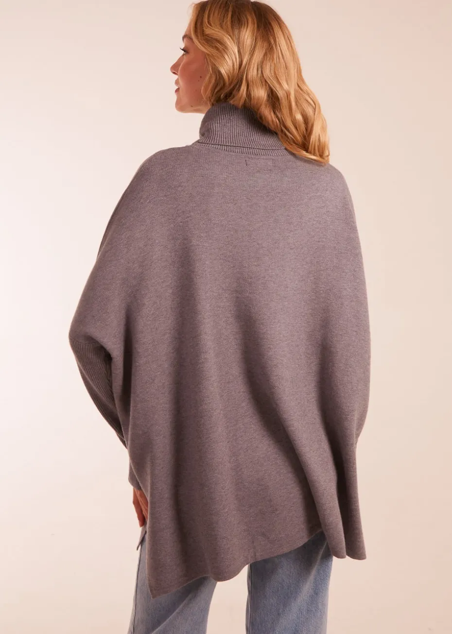 Blue Vanilla Grey High Neck Boxy Jumper