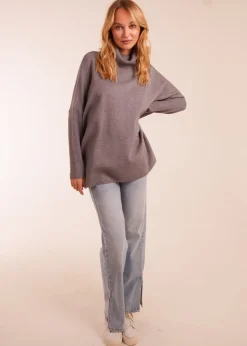 Blue Vanilla Grey High Neck Boxy Jumper