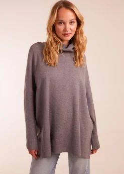 Blue Vanilla Grey High Neck Boxy Jumper